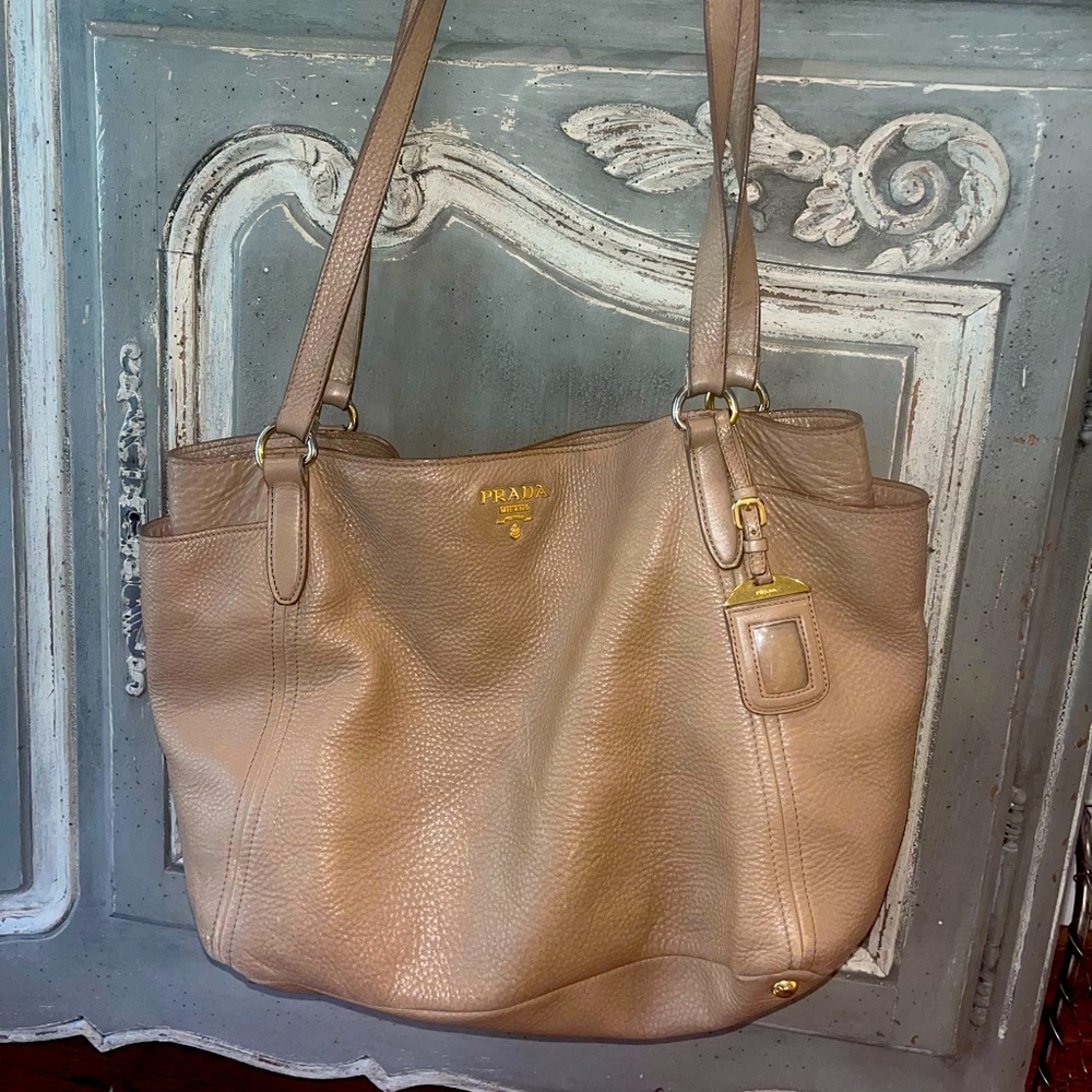 Prada camel shoulder bag